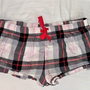 Victoria's Secret Plaid Sleep Shorts with Red Accent
